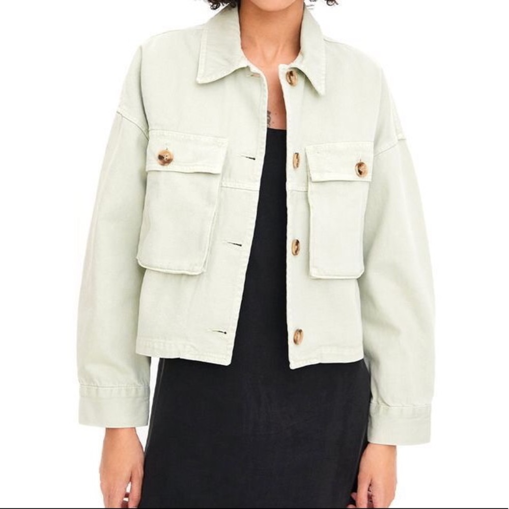 COPY - Zara Pastel Green Denim Overshirt | Sz XS - Picture 2 of 5